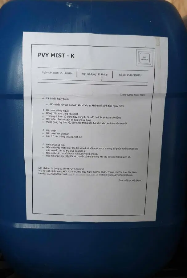 PVY MIST - K/HÓA CHẤT ỨC CHẾ BAY HƠI KIỀM NaOH KHI TẨY NHÔM